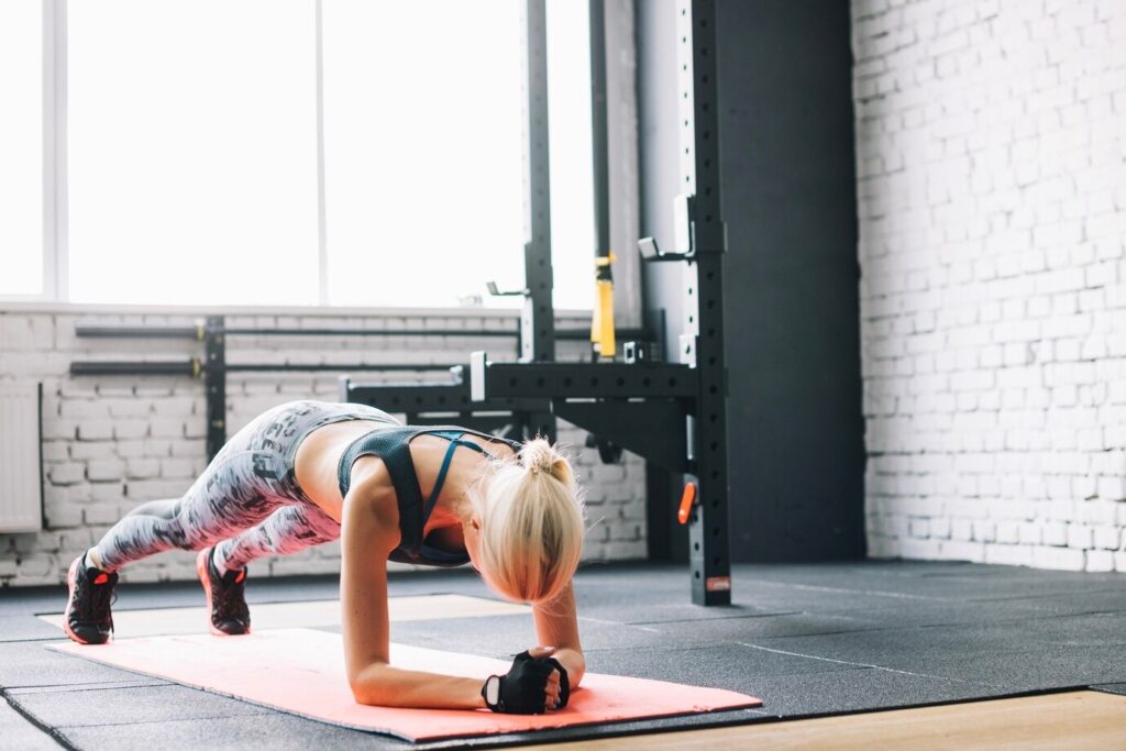 woman in plank position